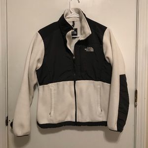 North Face dark gray and white coat
